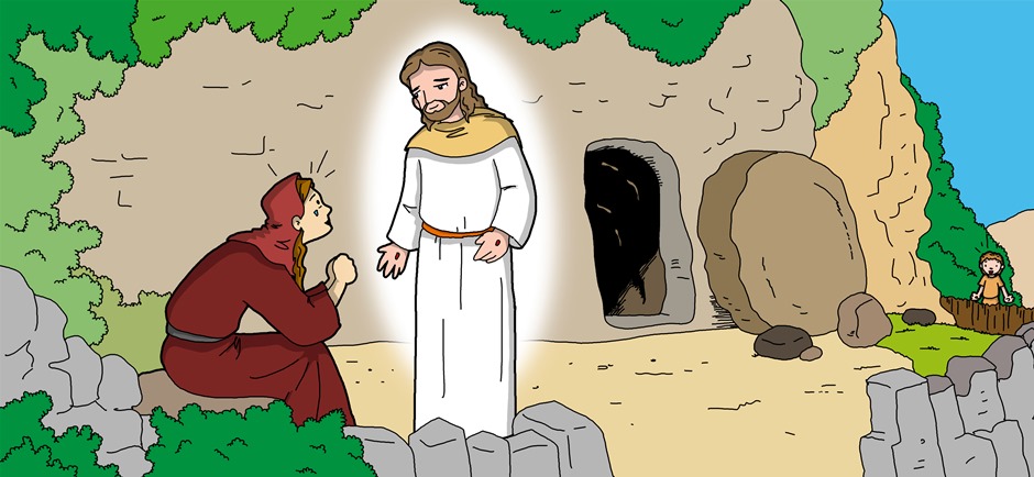 Jesus ressuscitou e aparece a Maria Madalena